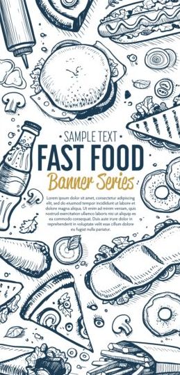 hand food fast drawn banners 