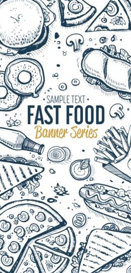 hand food fast drawn banners 