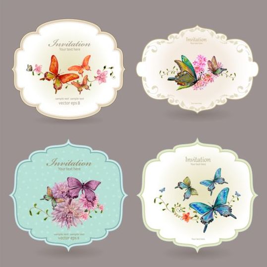 vintage invitation cards butterfly 