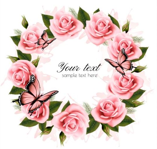 pink holiday flowers butterflies beautiful background 