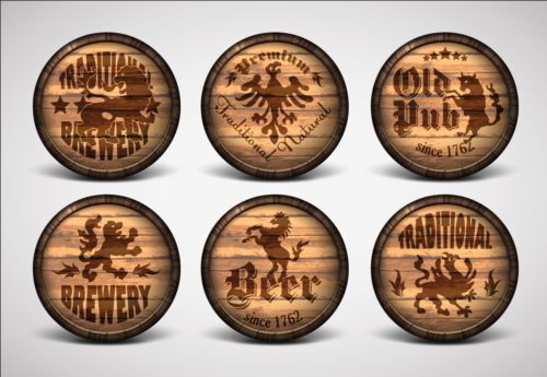 wooden Retro font beer badge 