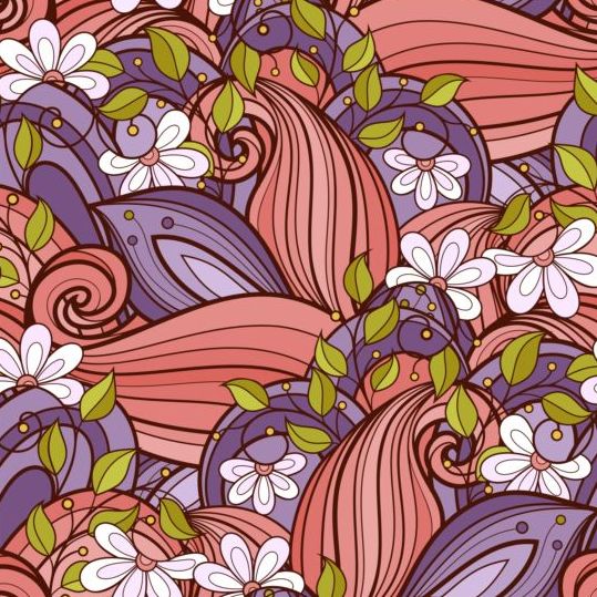 seamless pattern floral contour 