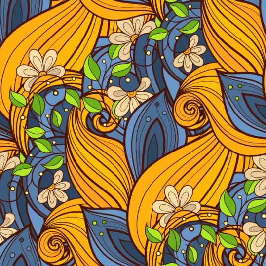 seamless pattern floral contour 
