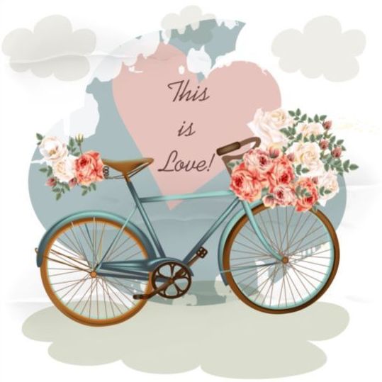 roses pink heart flower bicycles background 