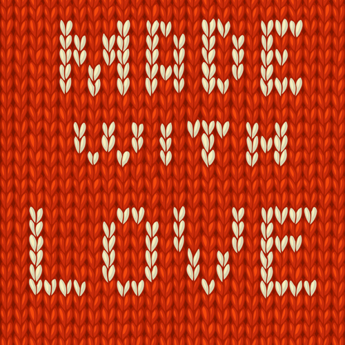red pattern love knitted 