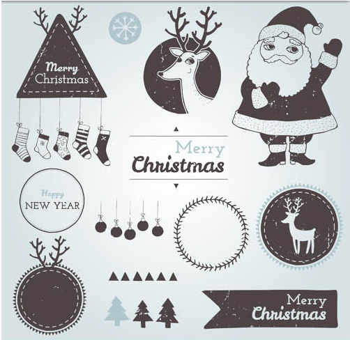 labels elements decoration christmas baubles 