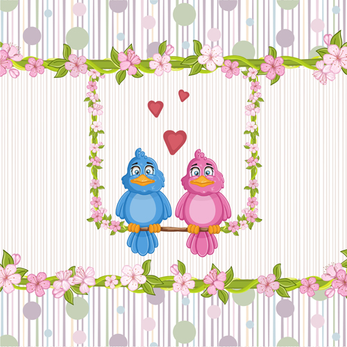 love cute card birds 