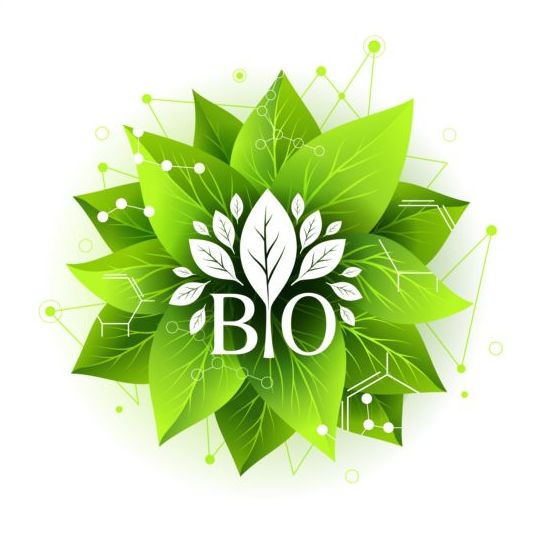 leaves label green bio badge 
