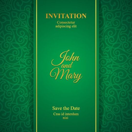 wedding Orante invitation green cards 