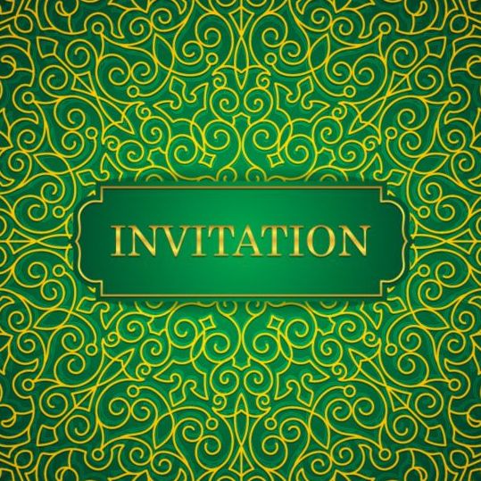 wedding Orante invitation green cards 