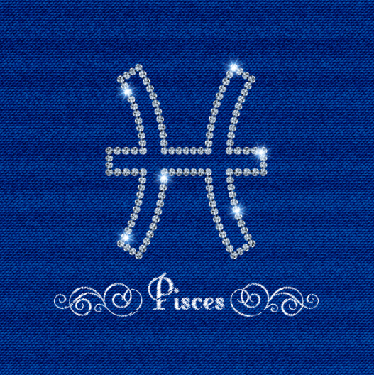 zodiac sign Pisces fabric background 