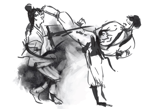 watercolor karate graphics drawn 