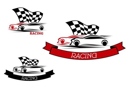 ribbon racing labels car 