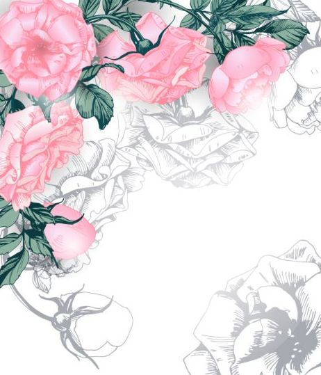 pink hand flower drawn background 