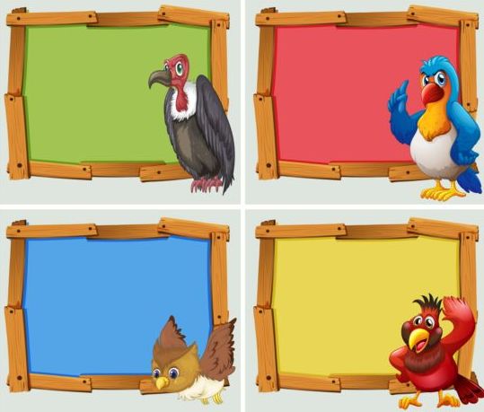 wooden frame colored birds 