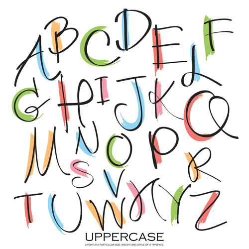 uppercase hand drawn alphabet  