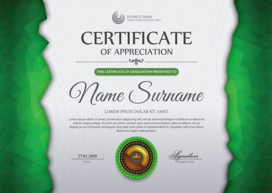 green Geometric Shape geometric certificate template certificate 