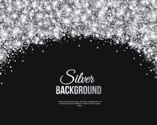 silver confetti black background 
