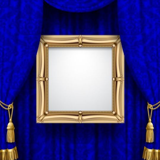 photo frame curtain blue 