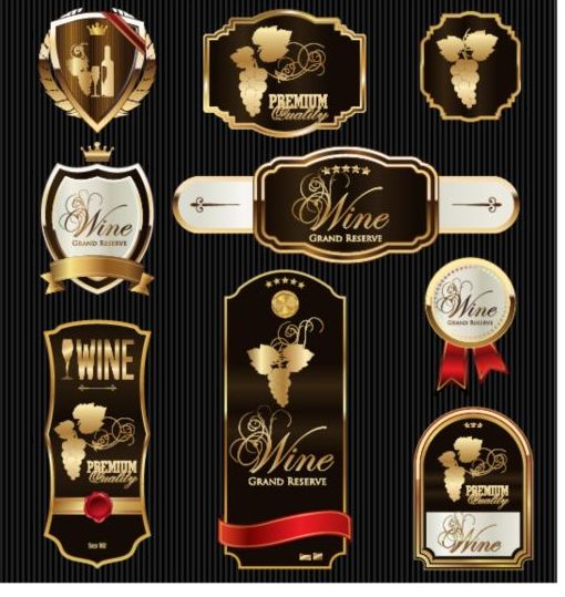 wine luxury labels golden 