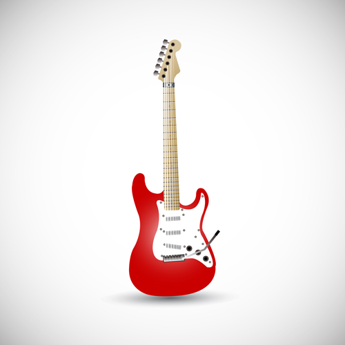 red illustration guitar electric 