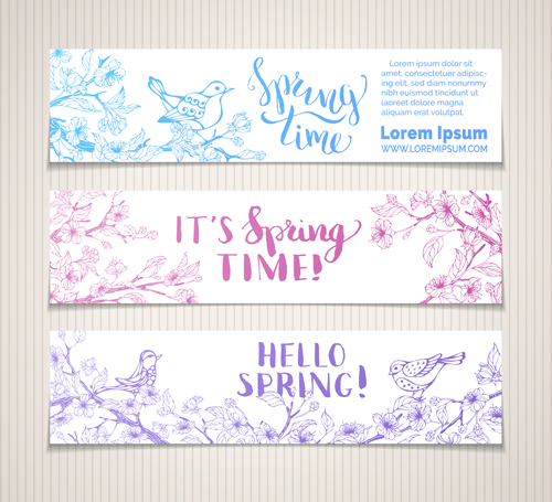 spring hand drawn banners 