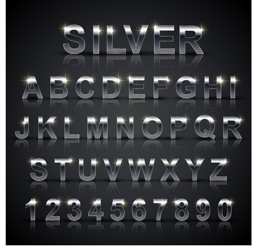 silver number material alphabet 