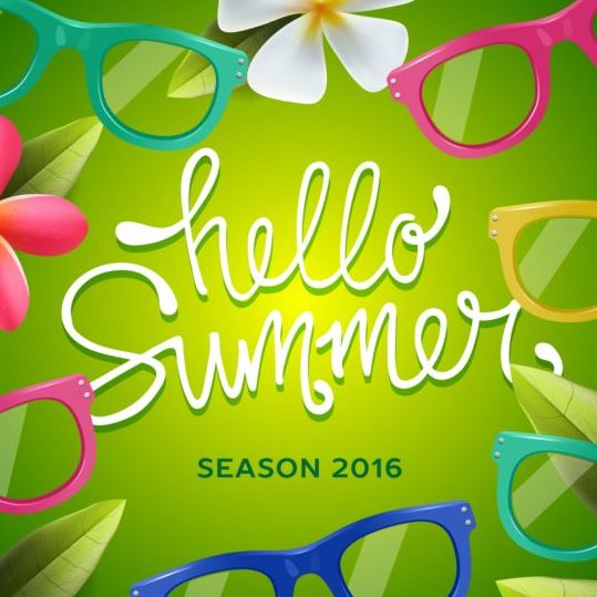 summer picture frame colored background 