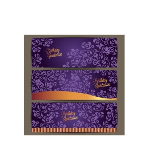 purple invitation floral card birthday 