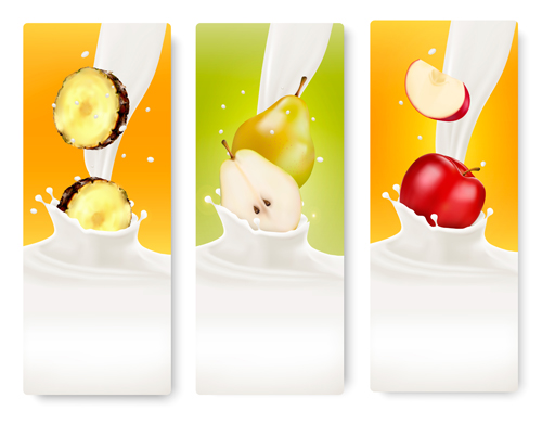 splash milk fruits banner 