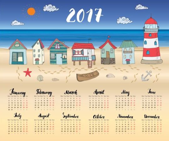 house calendars beach 2017 