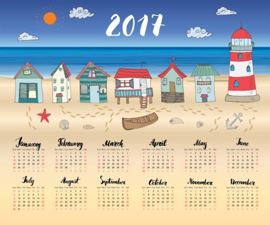 house calendars beach 2017 