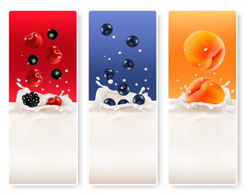 splash milk fruits banner 