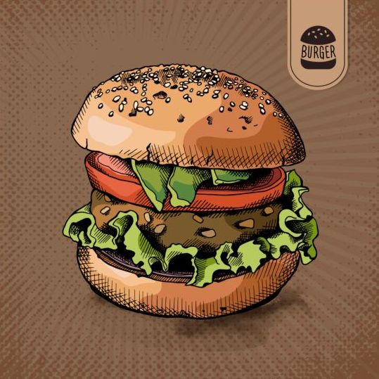 poster colored burger 