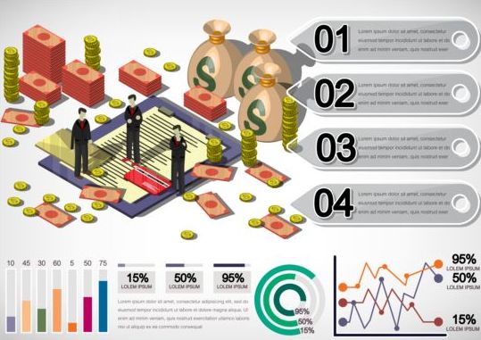 isometric infographics financial 