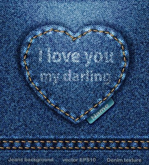 jeans heart fabric background 