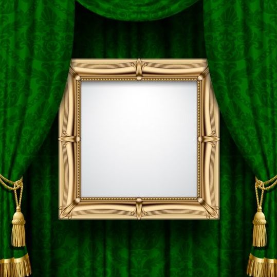 photo green frame curtain 