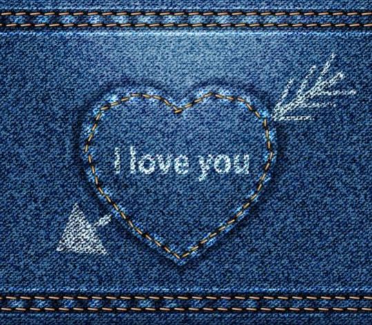 jeans heart fabric background 