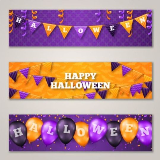 yellow purple halloween banner 