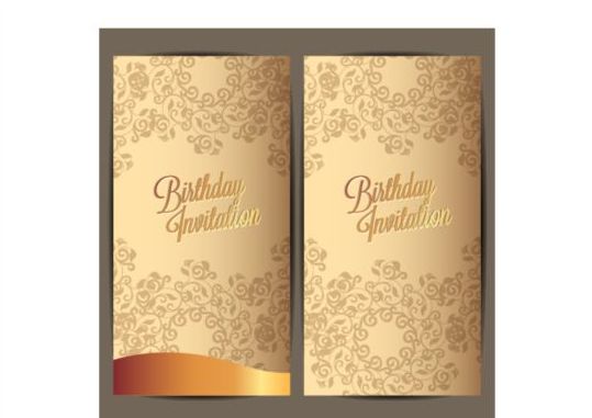 invitation golden floral card birthday 