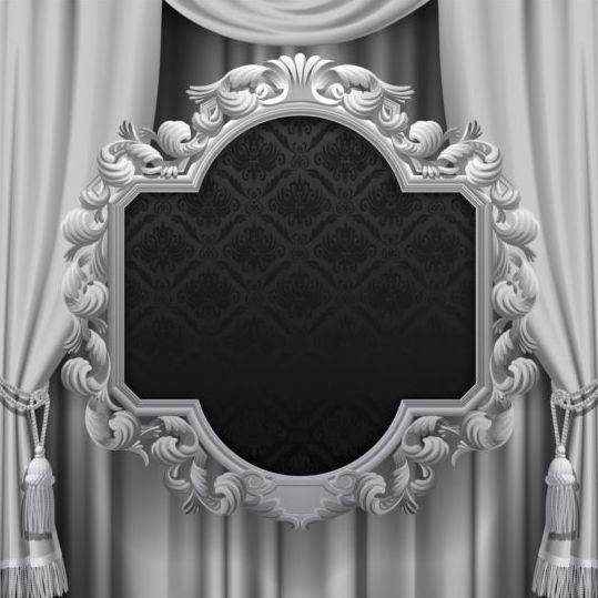 ornate gray frame curtain 