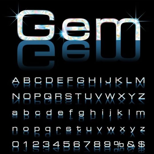 number gems beautiful alphabet 