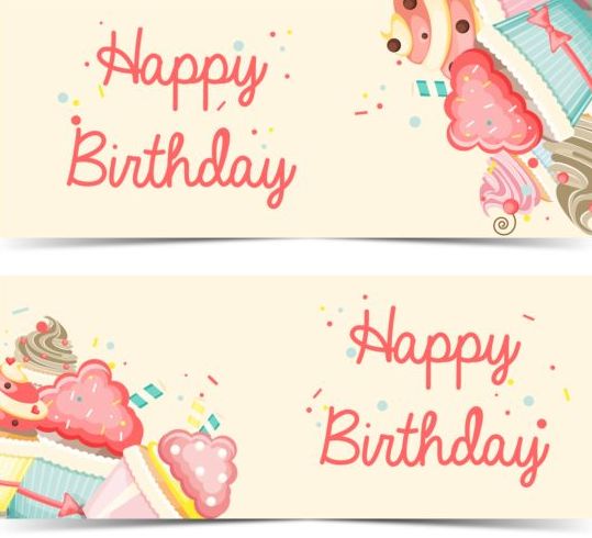 happy cupcake birthday banner 