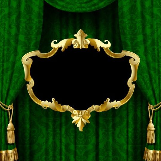 green golden frame curtain 