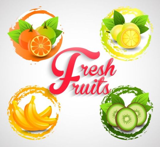 watercolor labels fruits 