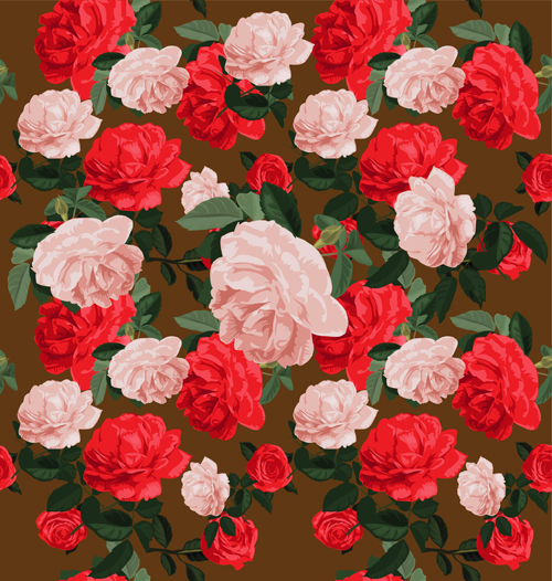 seamless red pink pattern flowers 