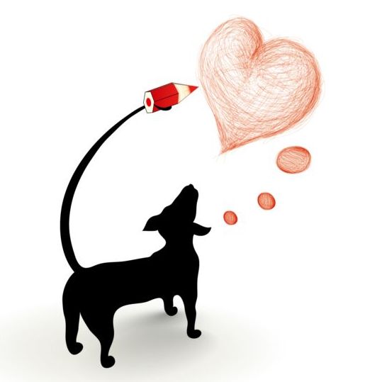 silhouetter heart dog 