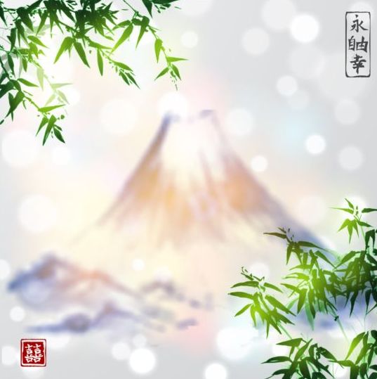 scenery mountain blurred bamboo background 