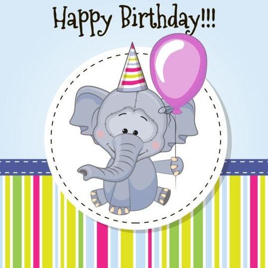 happy elephant cute card birthday 