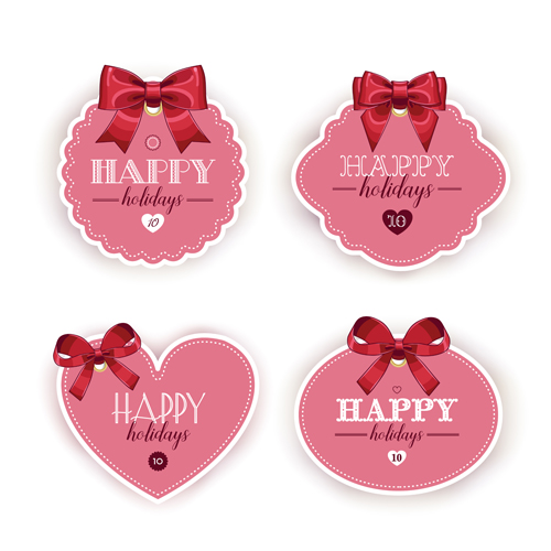 red pink holiday cards bow 